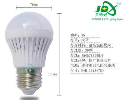 深圳市金德興照明 12W超亮E27螺口LED球泡燈，節能批發熱銷之選